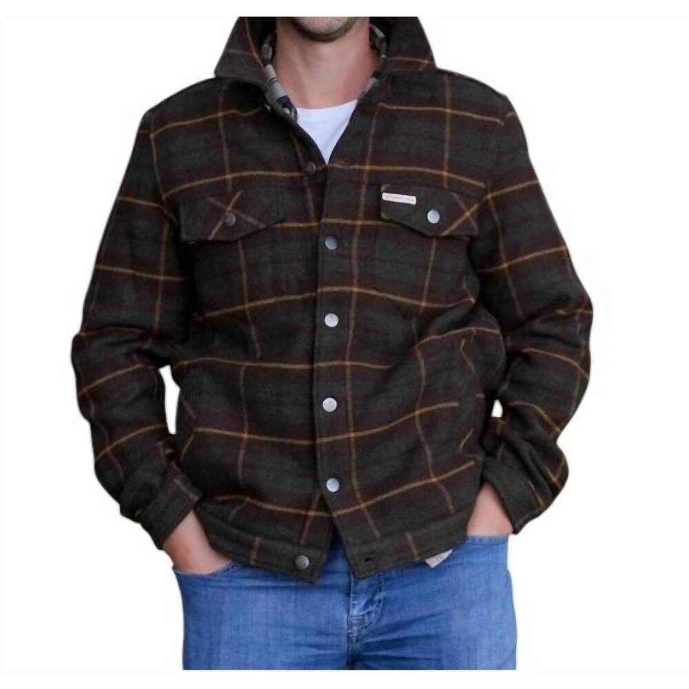 NEW AMUNDSEN unisex wool jacket in hunter brown checks